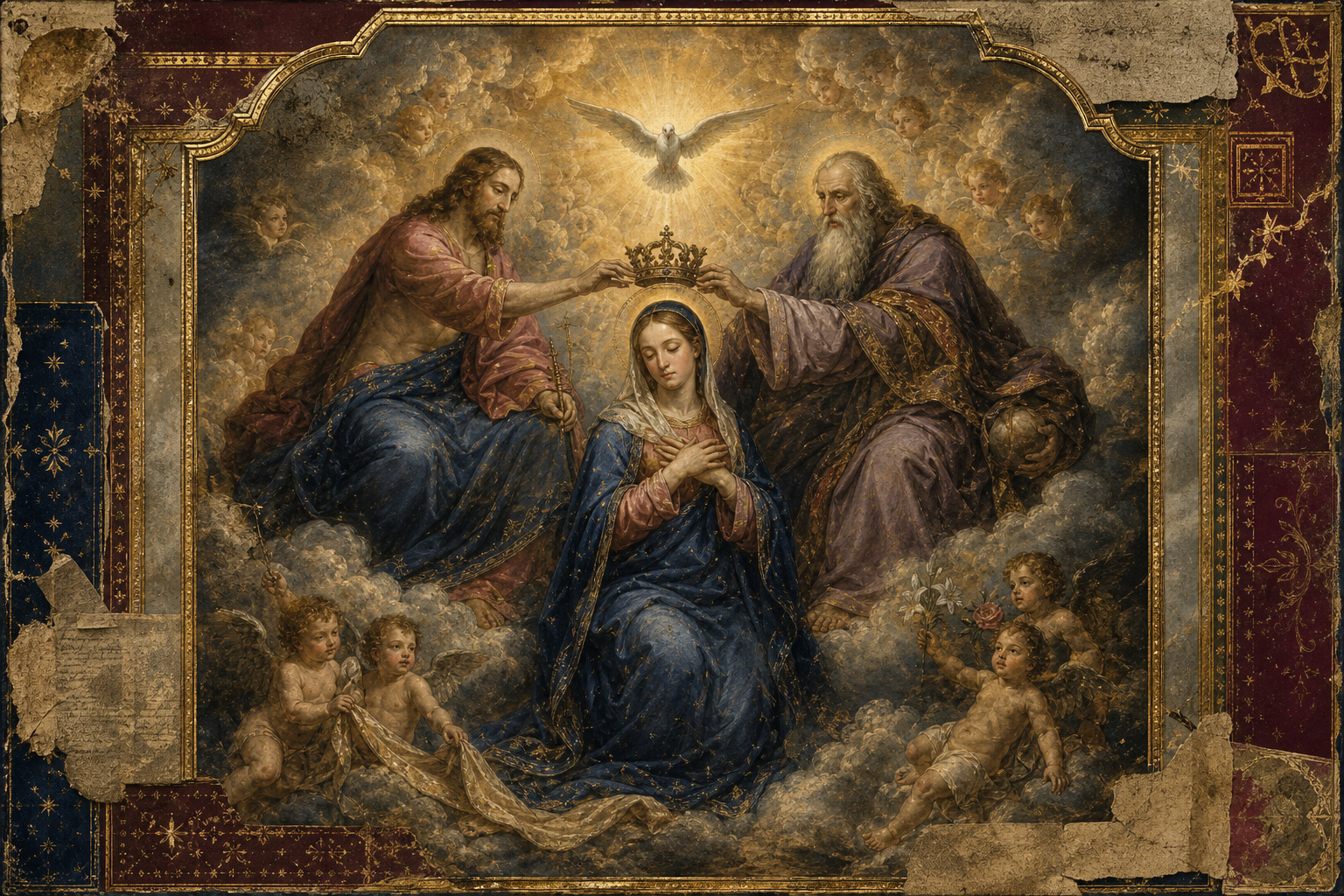 Generated sacred-art image inspired by Trinity and coronation iconography