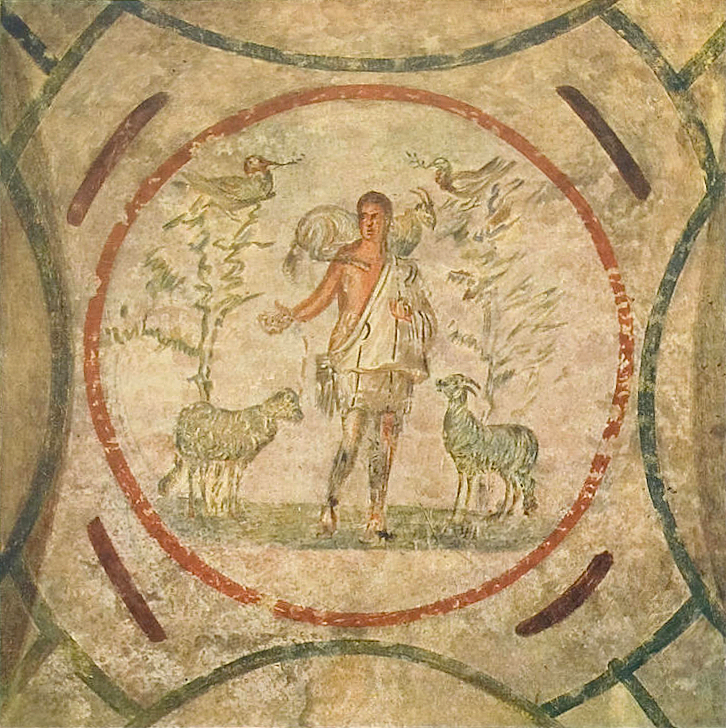 Early Christian Good Shepherd fresco from the Catacomb of Priscilla